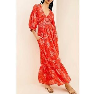 Free People Red Floral Maxi Dress